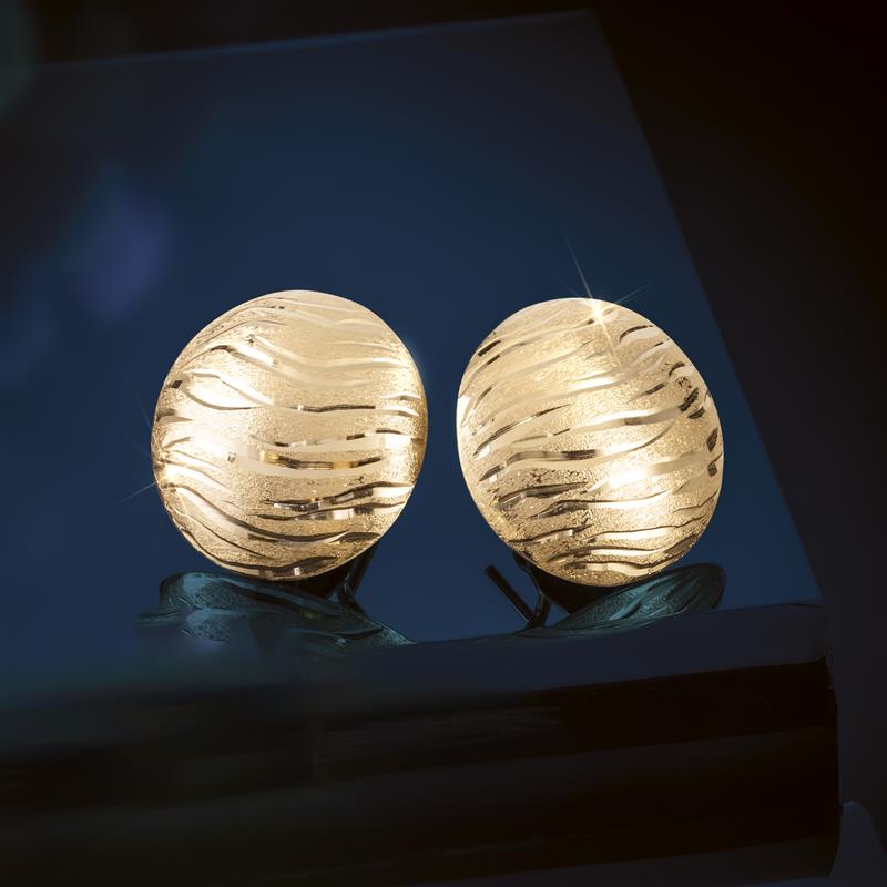 Italian-Made Button Wavy Line Earrings
